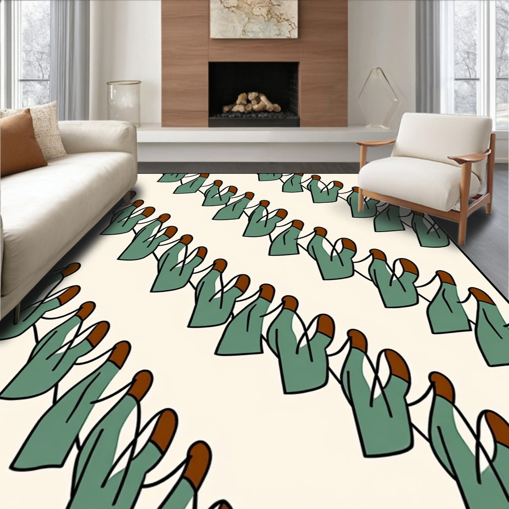 Green Hand Repeating Pattern Rug