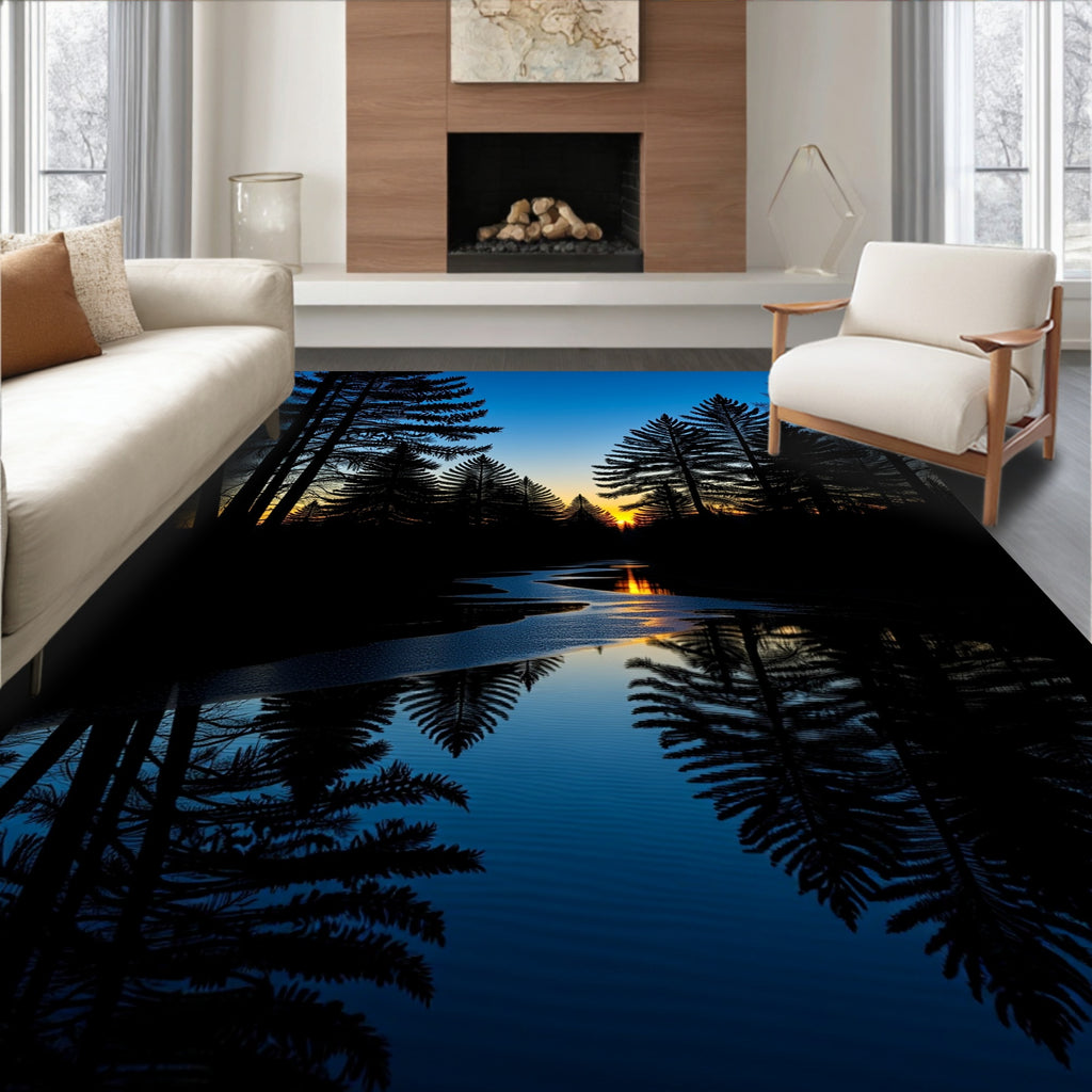 Forest River Silhouette Sunset Rug