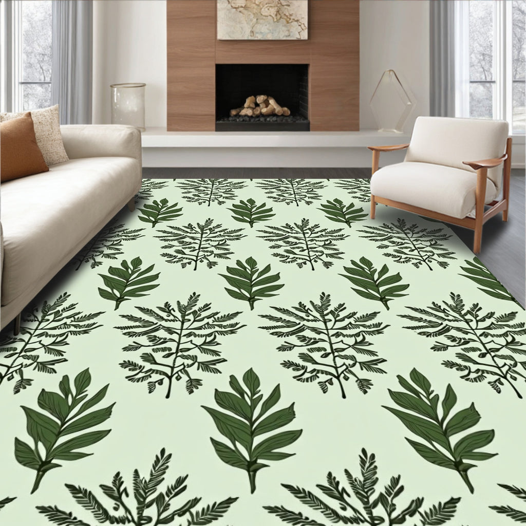 Botanical Leaf Pattern Design Rug