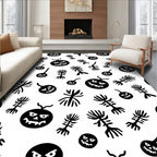 Whimsical Spooky Faces Skeletons Jam Pattern Rug