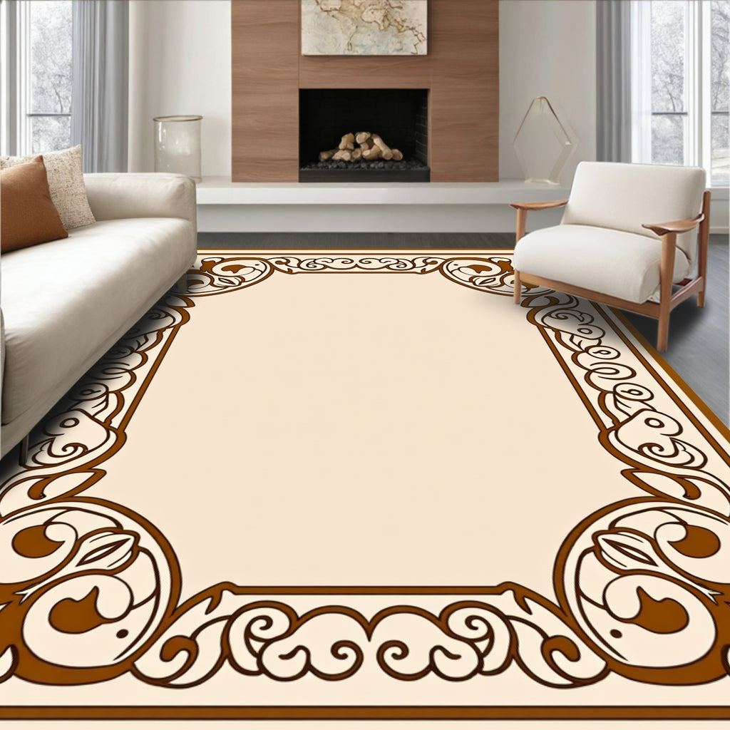 Elegant Floral Vine Border Design Rug