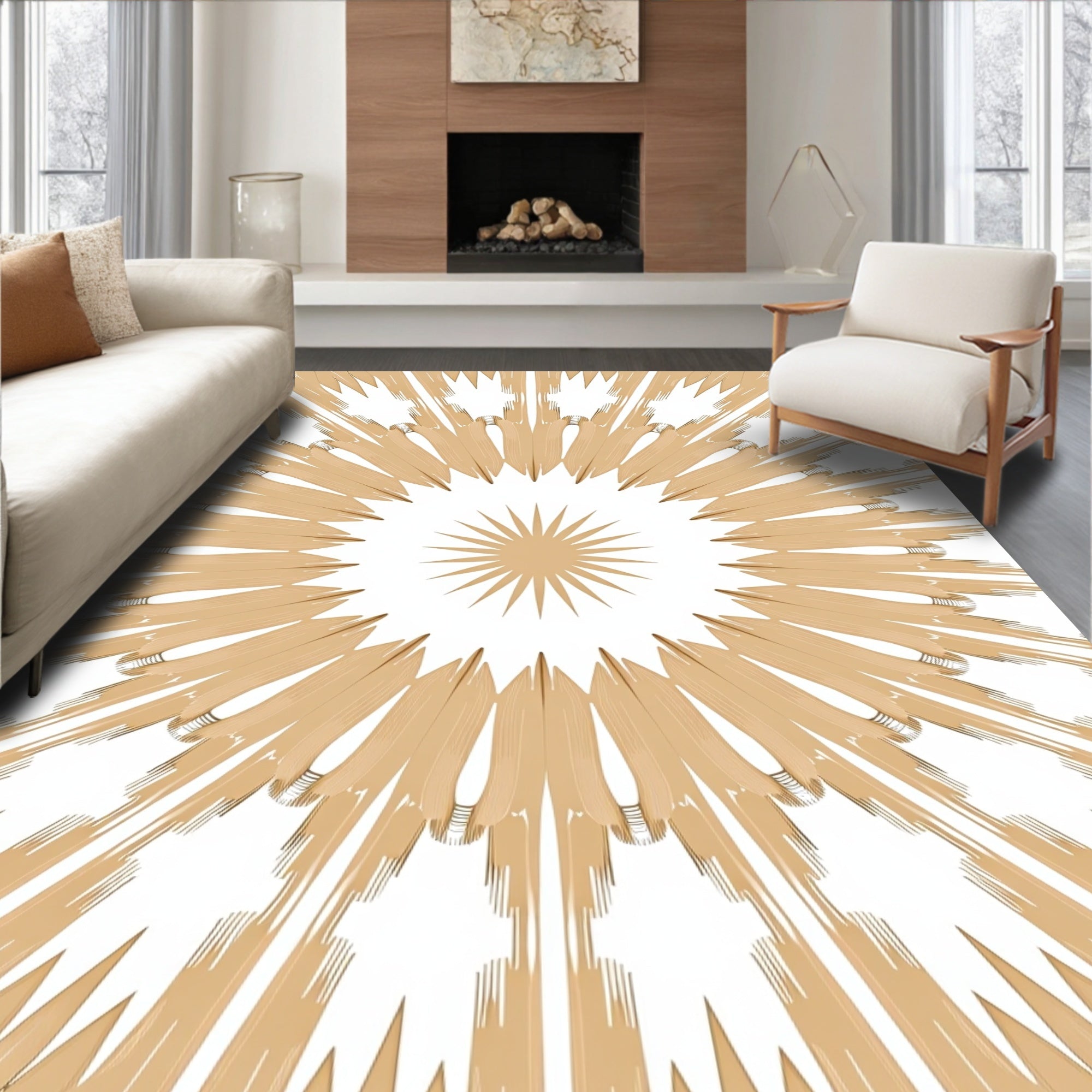 Radiant Sunburst Geometric Design Rug