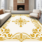 Ornate Floral Gold Border Design Rug
