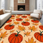 Autumn Pumpkins and Maple Leaves Pattern Rug