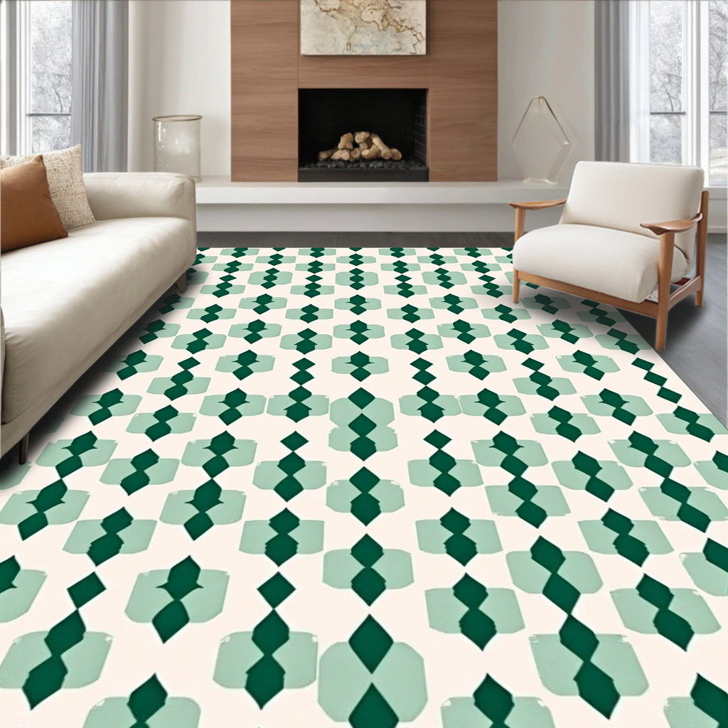 Green Diamond Abstract Pattern Rug