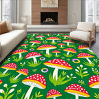 Whimsical Mushroom And Grass Pattern Rug