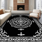 Black White Mandala Pattern Rug