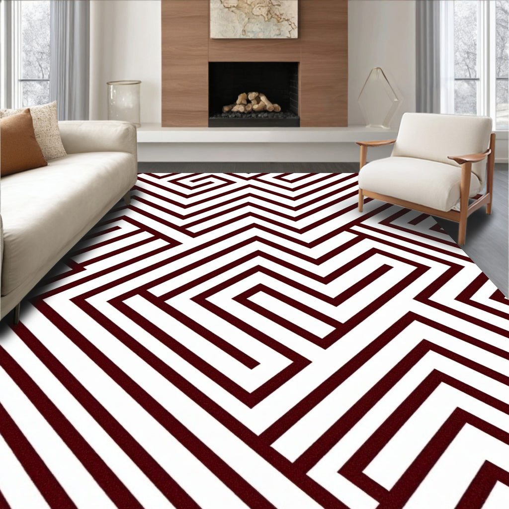 Geometric Maze Pattern Rug