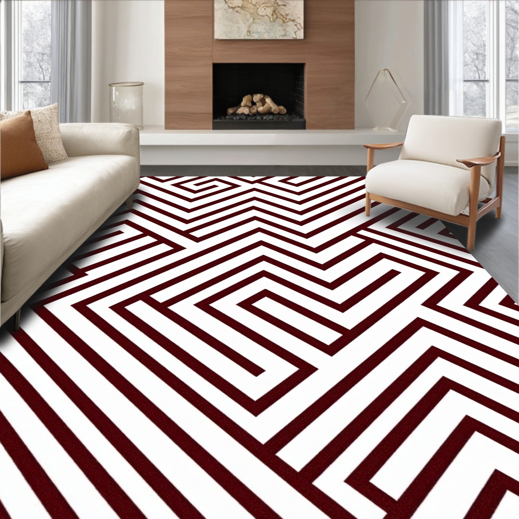 Geometric Maze Pattern Rug