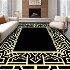 Art Deco Golden Geometric Border Design Rug