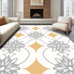 Grey Floral Diamond Pattern Rug