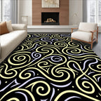 Curvy Yellow Lilac Swirl Pattern Rug