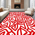 Bold Red Line Abstract Pattern Rug
