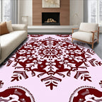 Maroon Floral Mandala Decorative Rug