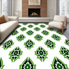 Green Diamond Pattern Geometric Design Rug