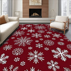 Crimson Snowflake Pattern Design Rug