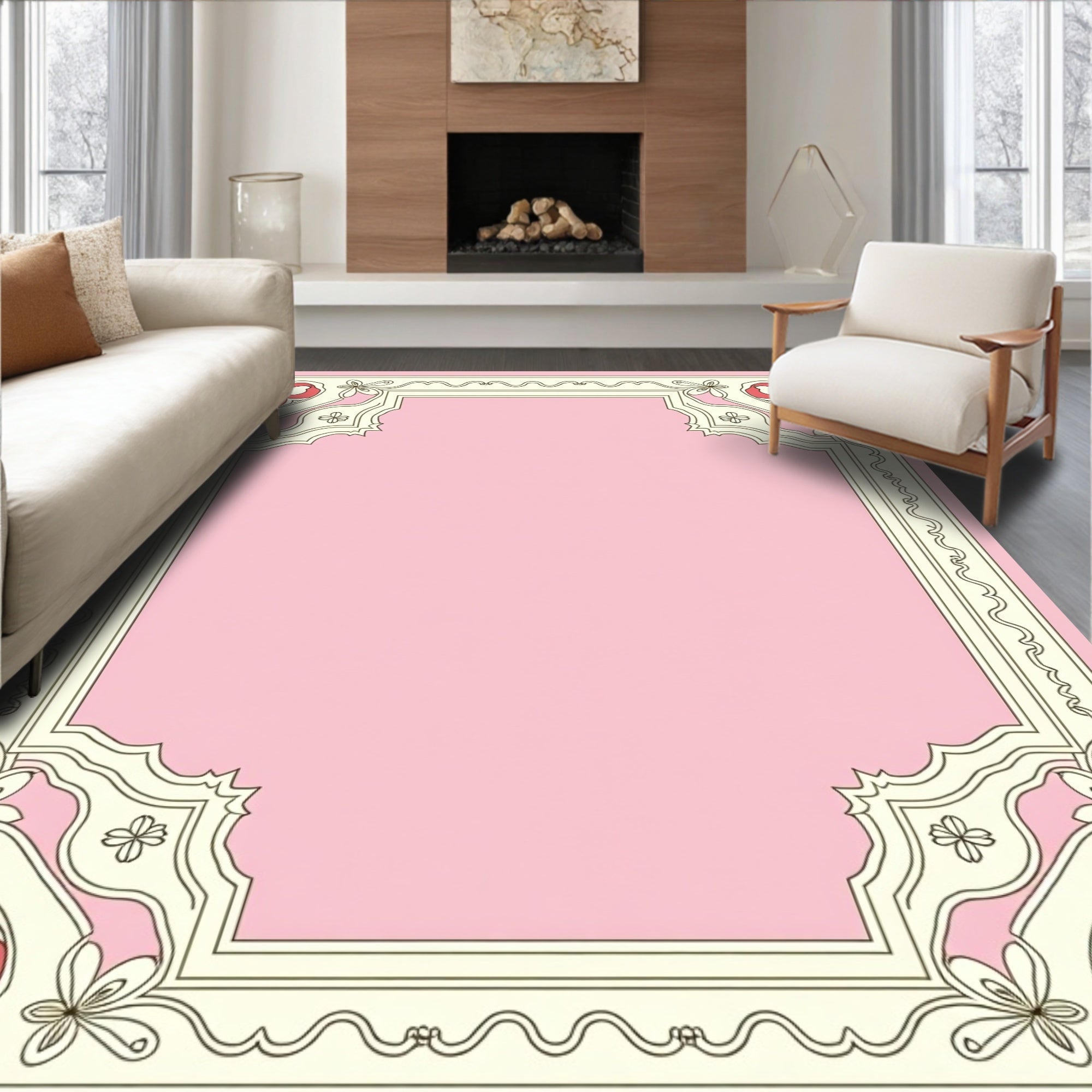 Classic Floral Border Design Rug