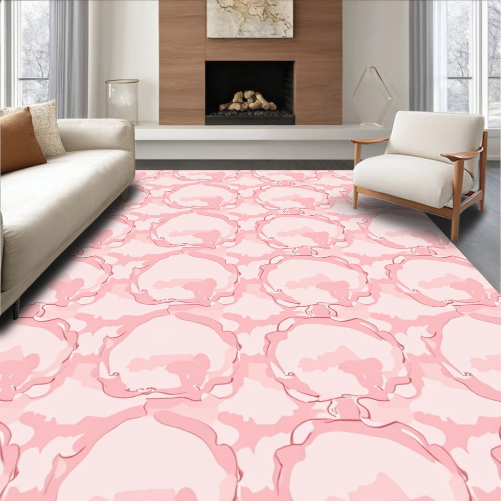 Soft Pink Abstract Floral Pattern Rug
