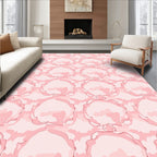 Soft Pink Abstract Floral Pattern Rug