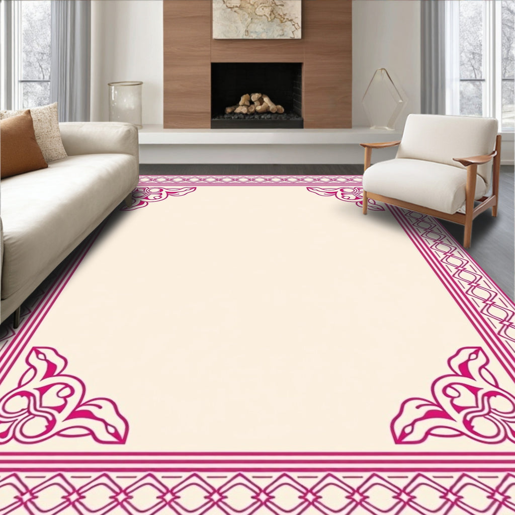 Crimson Floral Elegant Frame Design Rug
