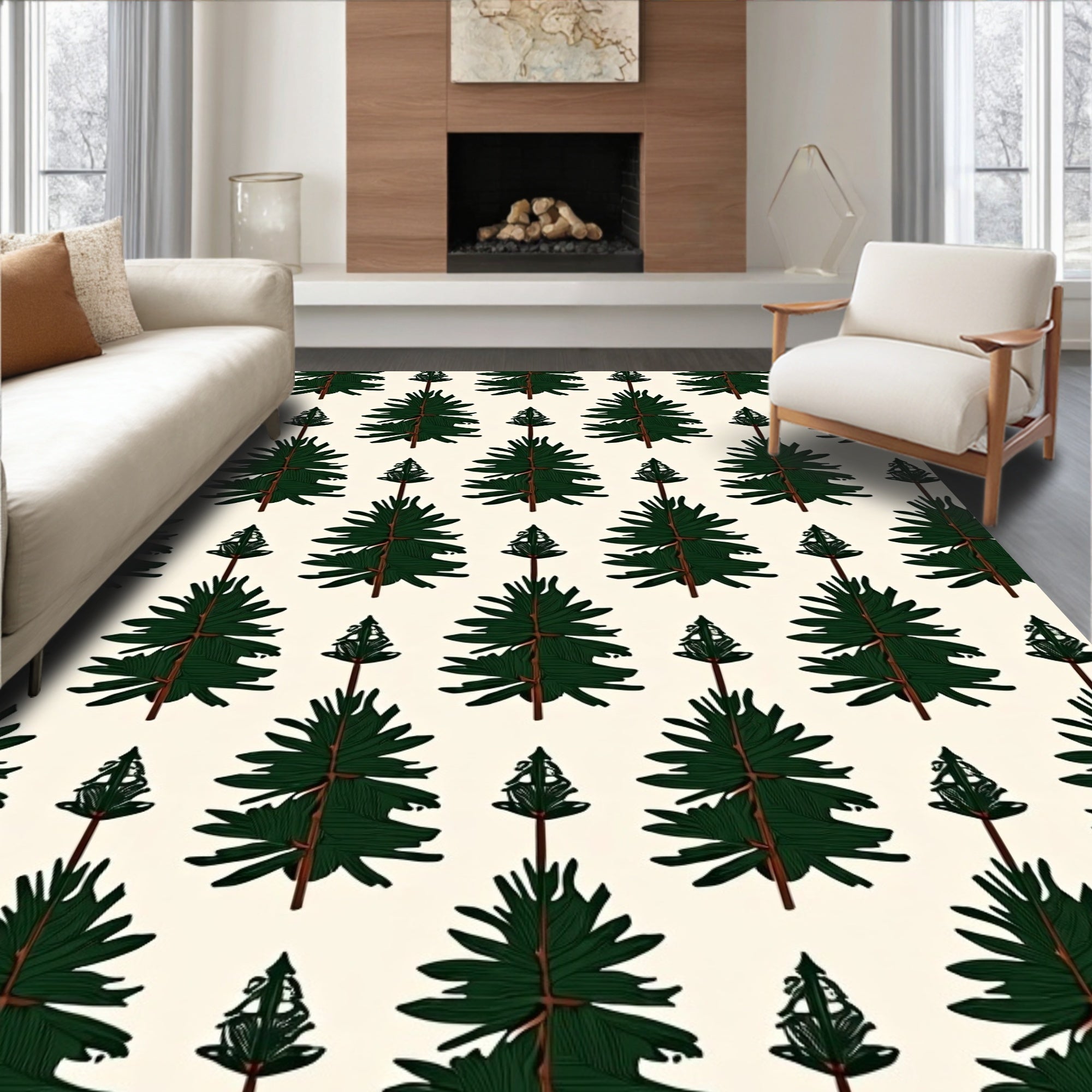 Emerald Pine Forest Repeating Pattern Rug