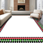 Ornate Red Black White Polka Dot Pattern Rug
