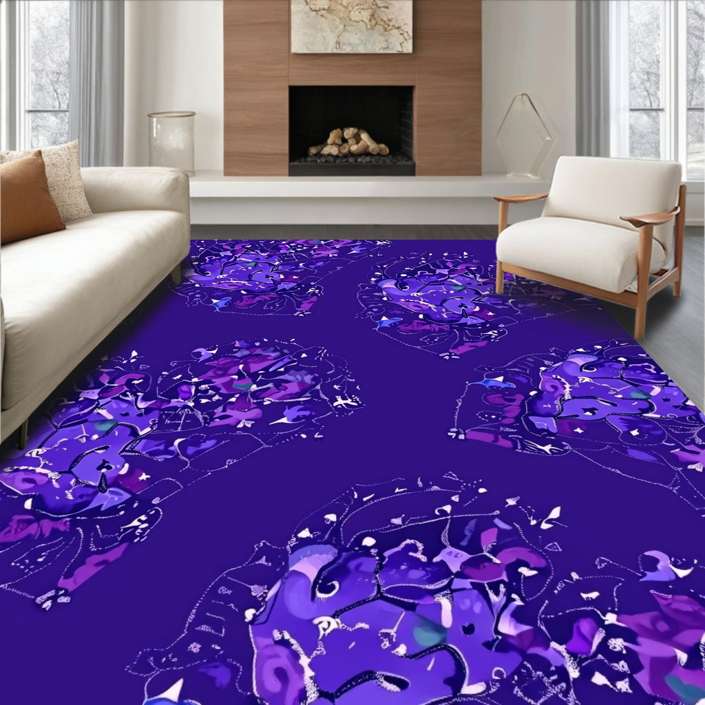 Abstract Purple Floral Splash Design Rug