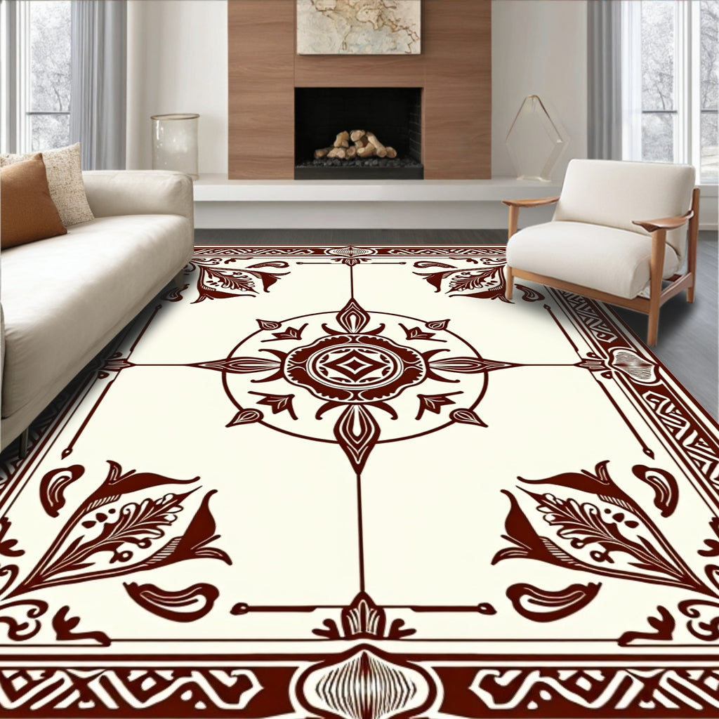 Elegant Dark Floral Medallion Design Rug