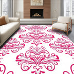 Fuchsia Baroque Floral Crest Rug