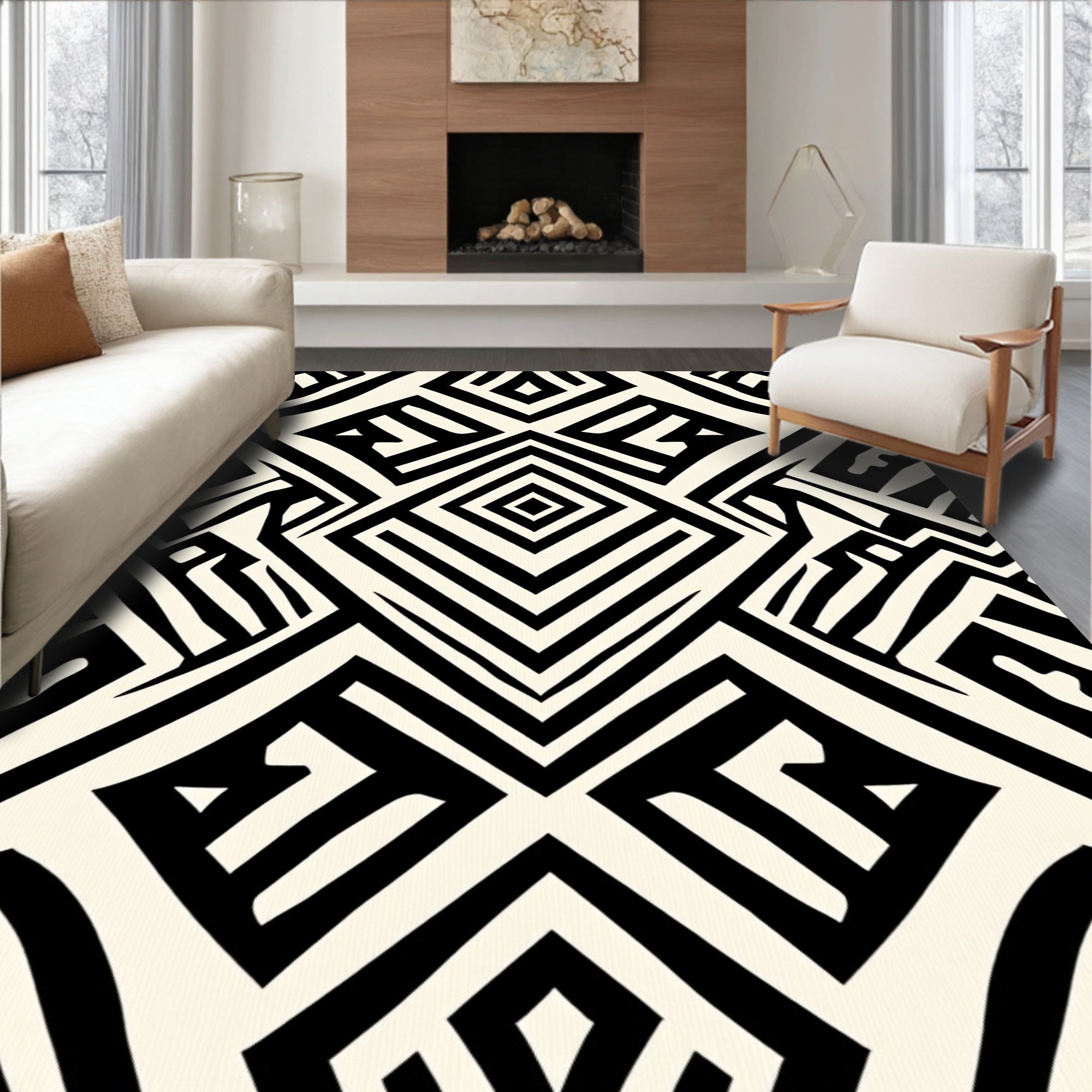 Bold Abstract Geometric Lines Rug