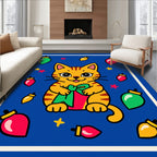 Whimsical Kitty With Present Pattern Rug
