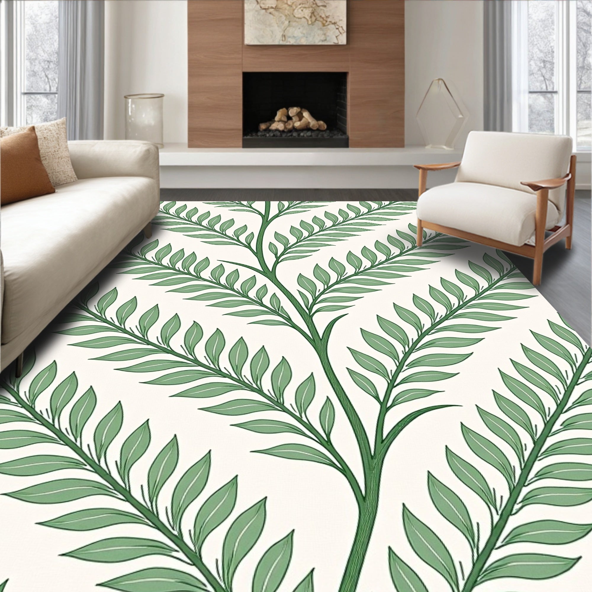 Evergreen Leafy Vine Branches Rug