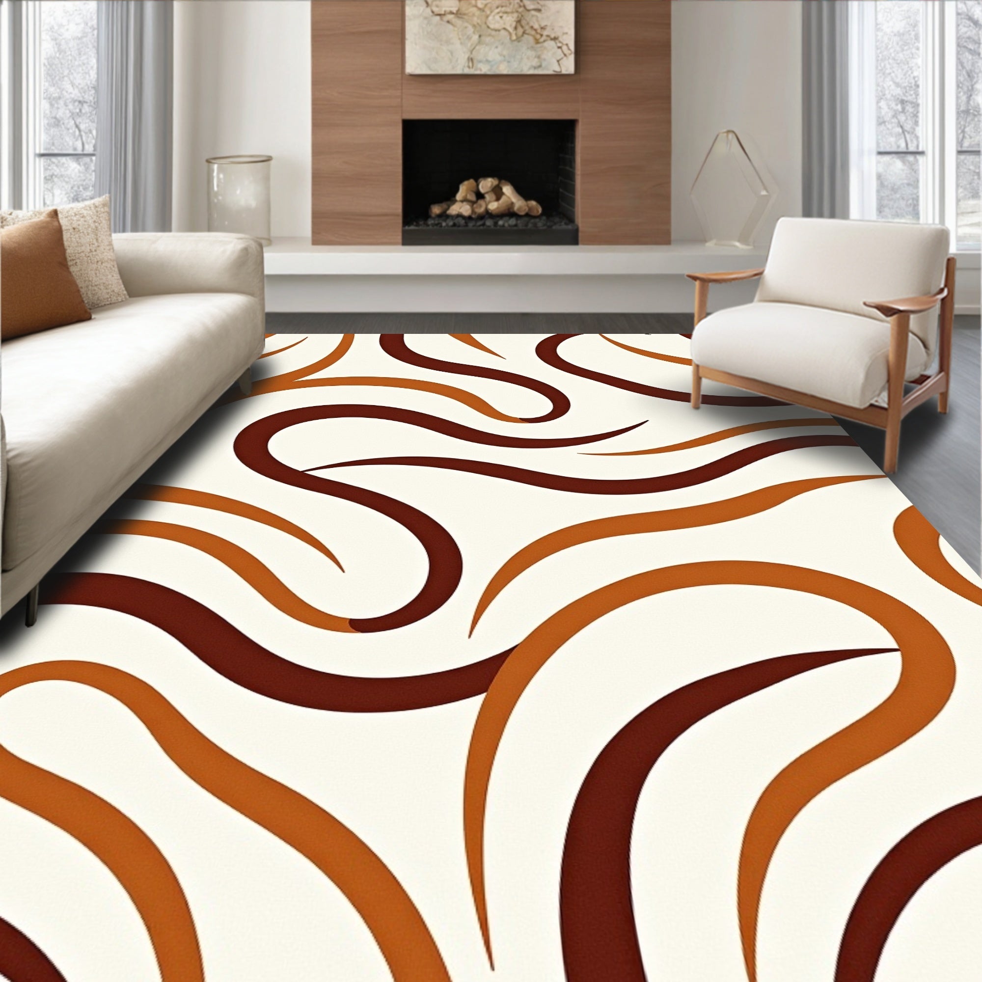 Warm Wave 2 Tone Swirl Rug