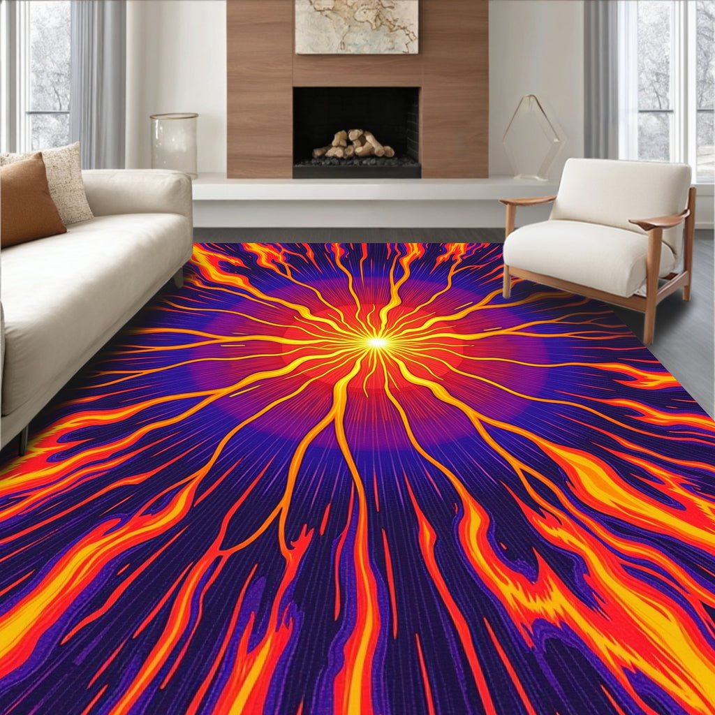 Fiery Burst Radiant Patterned Rug