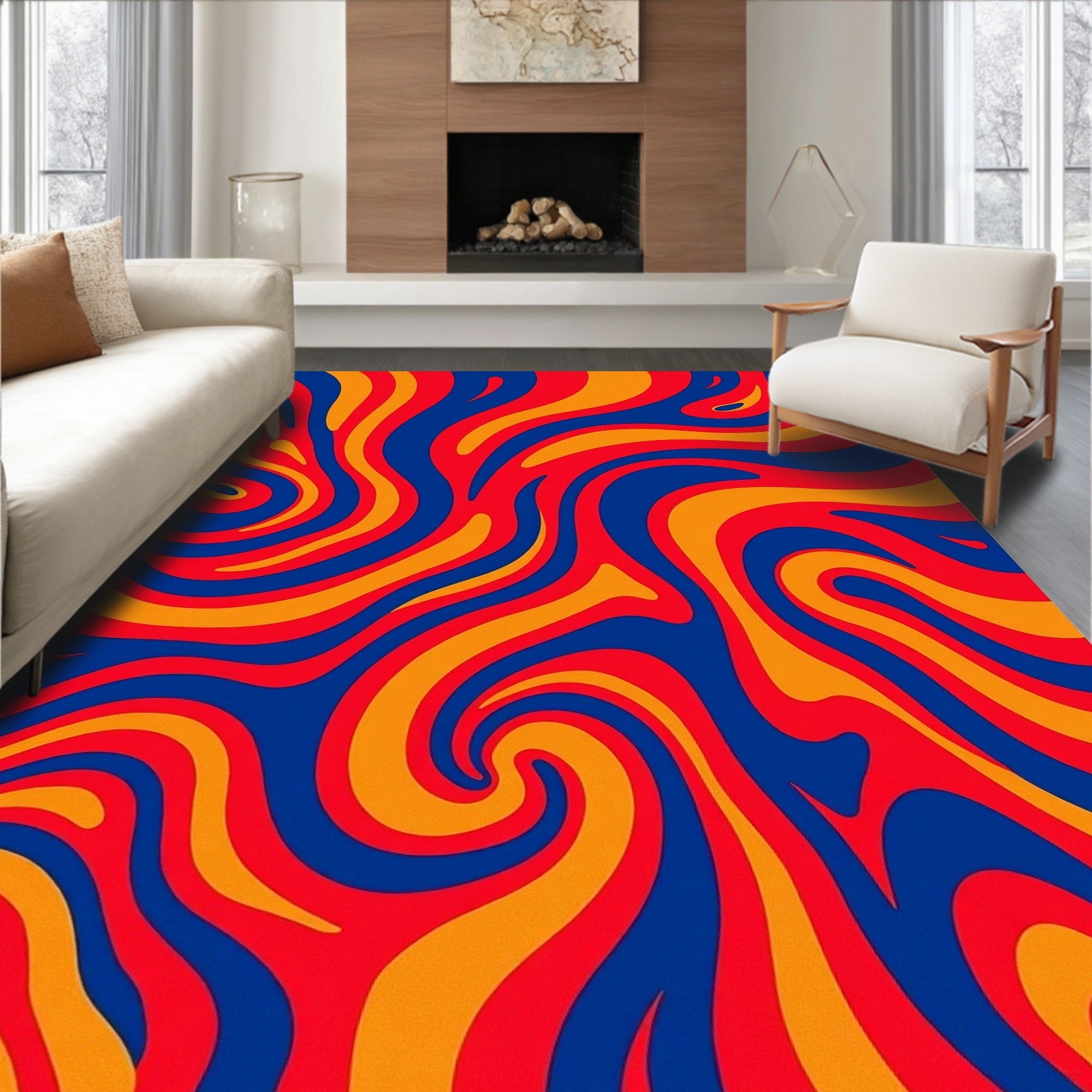 Retro Swirls Abstract Pattern Rug