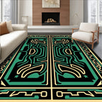 Emerald Gold Labyrinth Symmetry Rug