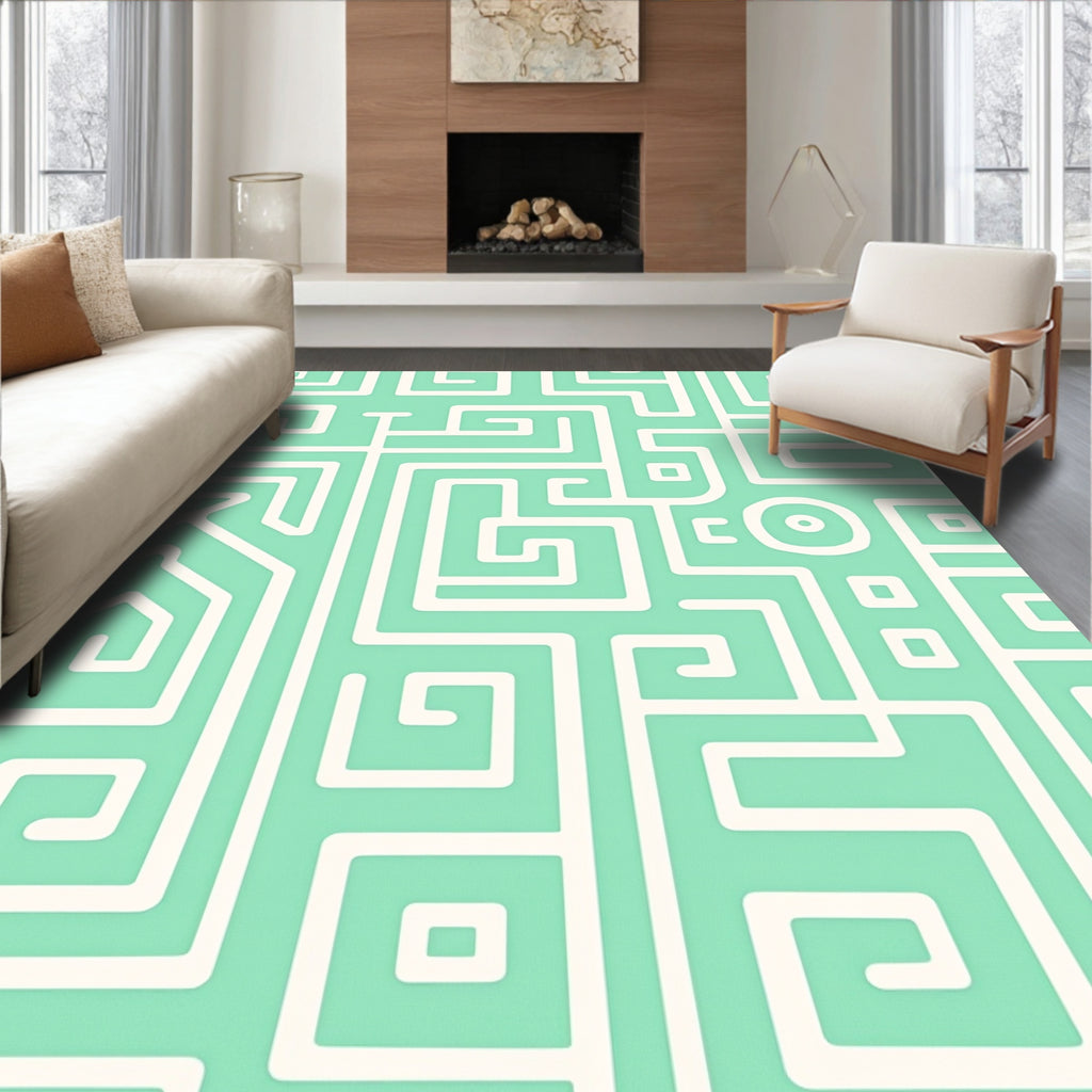 Abstract Geometric Maze Pattern Rug