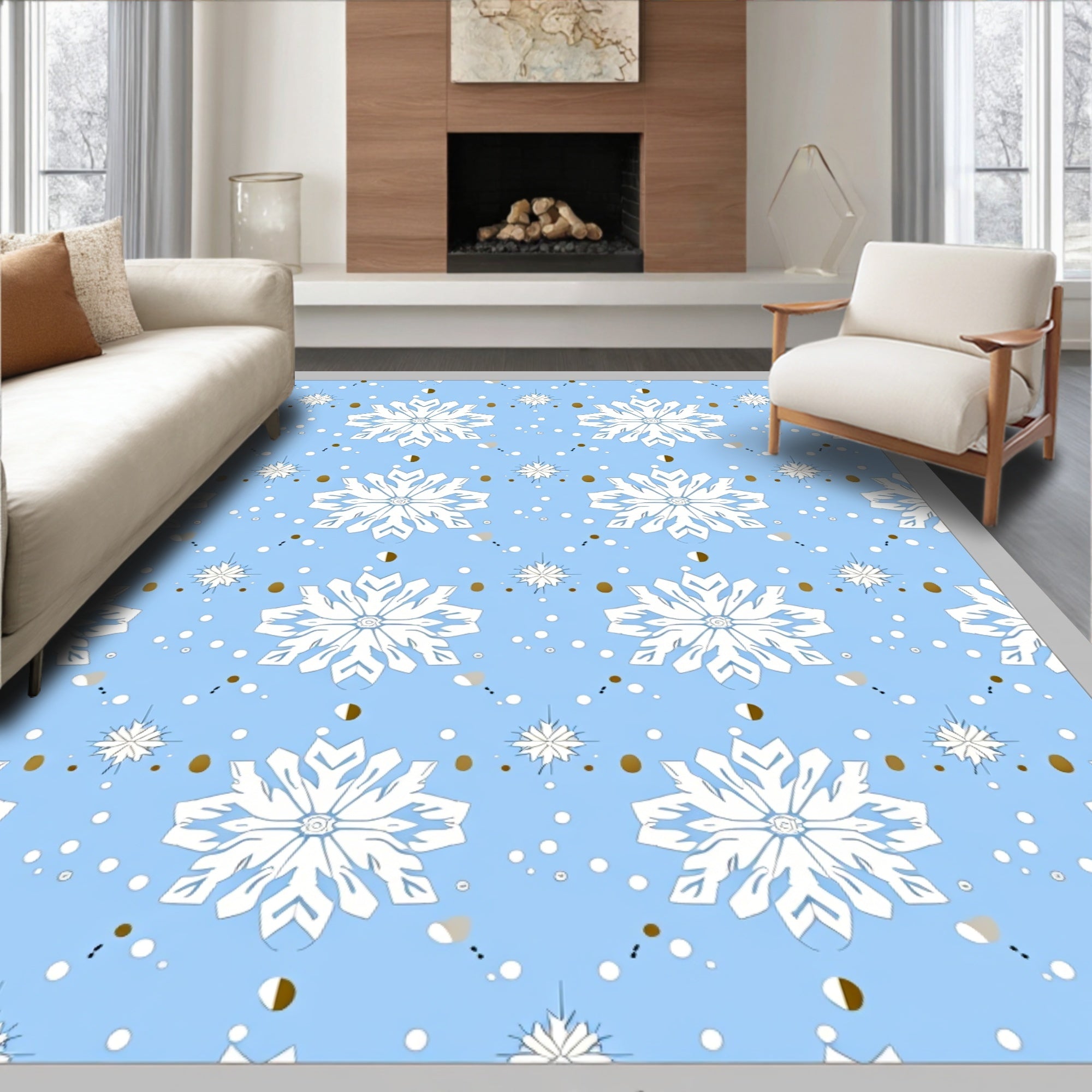 Ice Flower Cascade Sky Pattern Rug