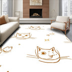 Whimsical Cat Astronaut Space Stars Pattern Rug