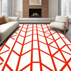 Bold Red Geometric Lines Rug