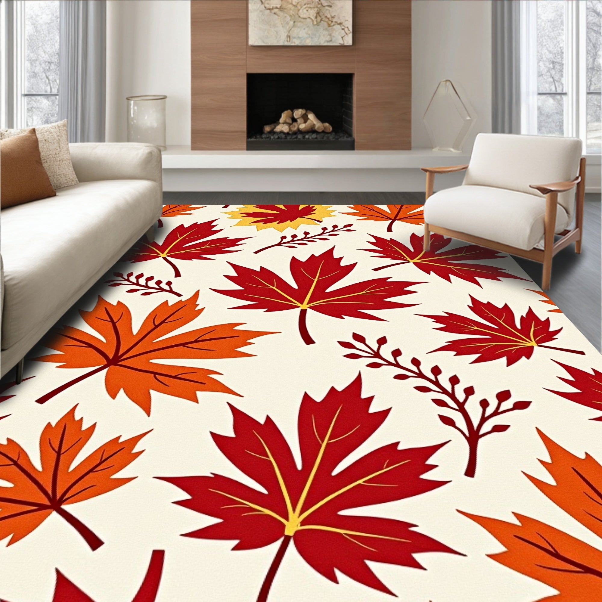Autumn Leaf Pattern Print Rug
