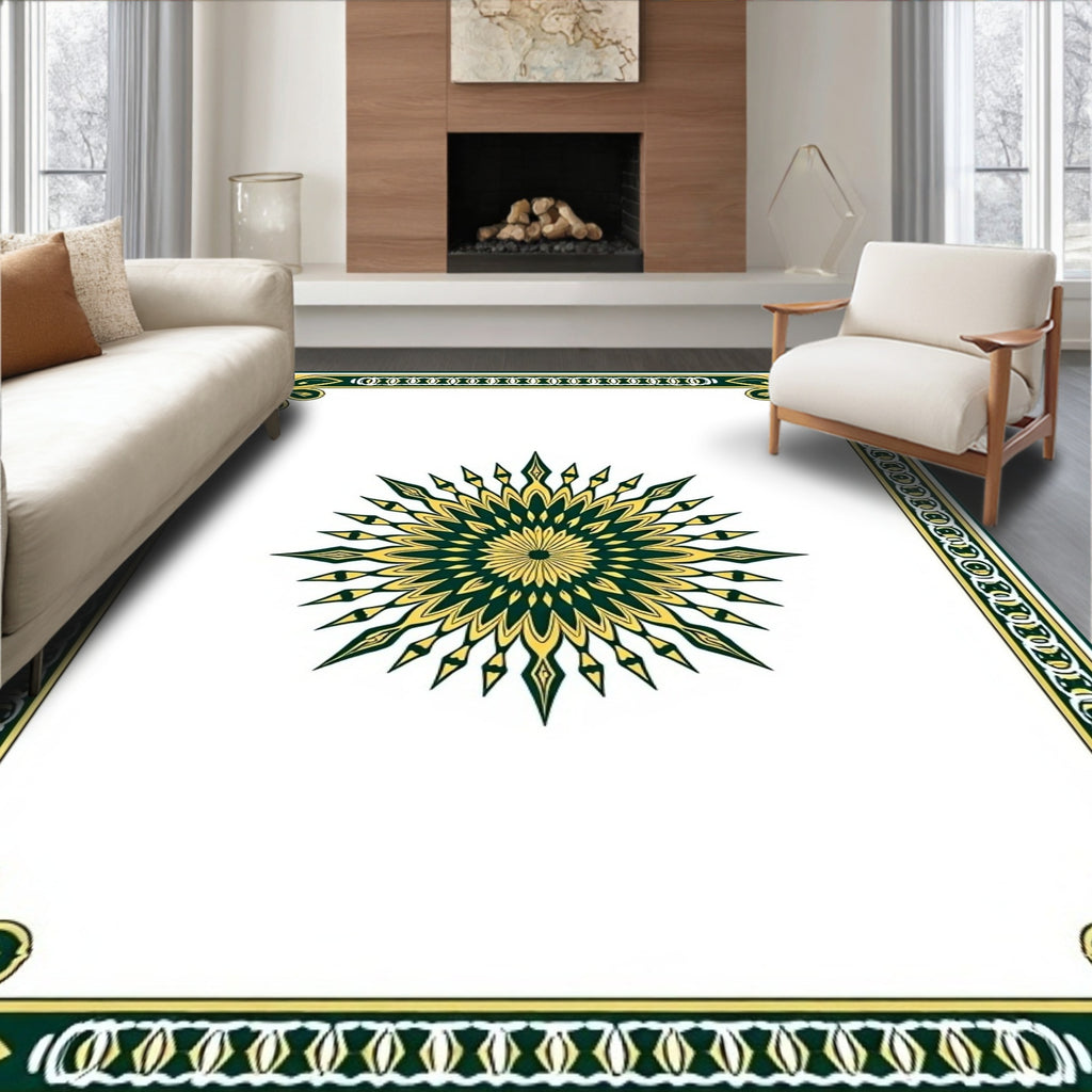 Exotic Sunburst Border Design Rug