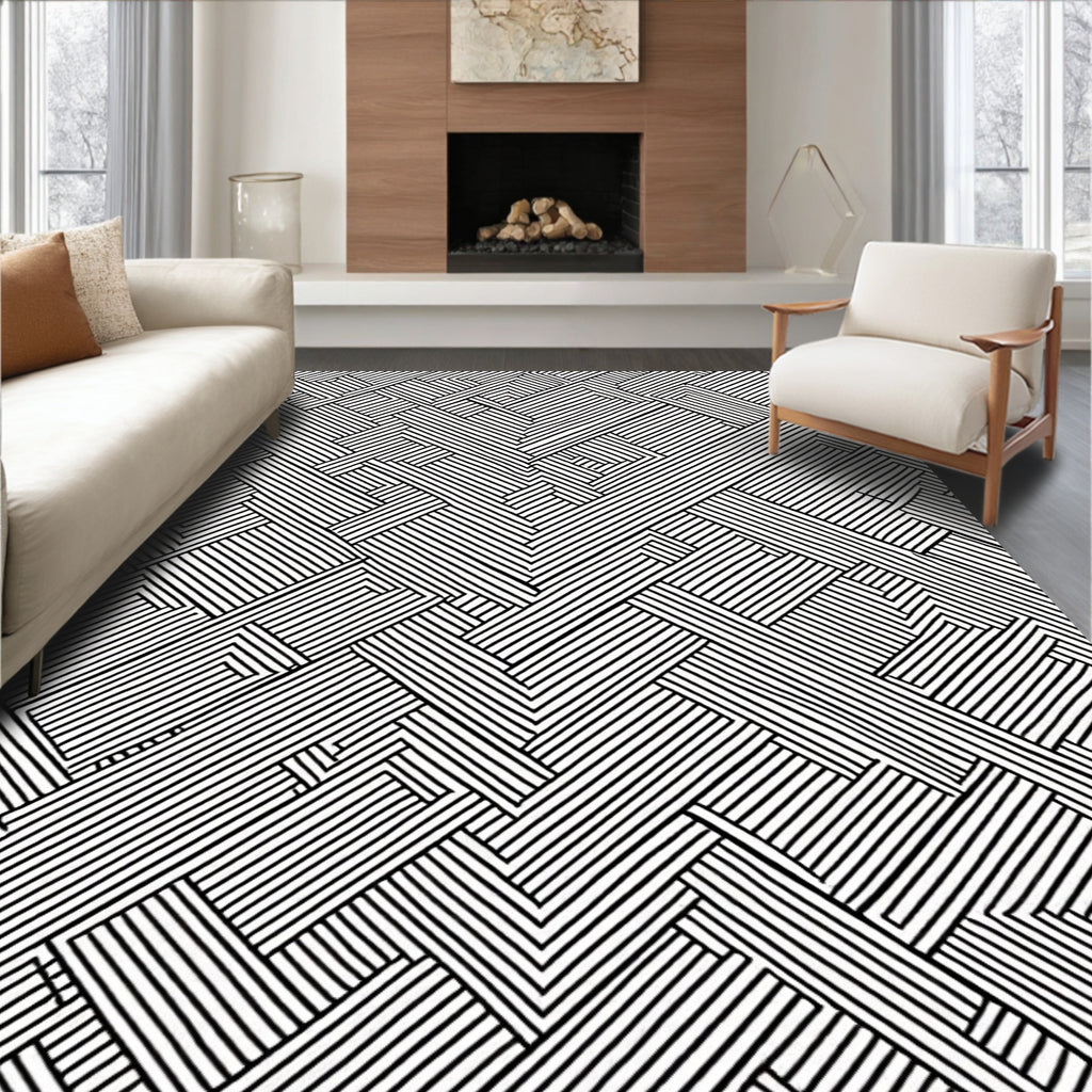 Bold Intersecting Lines Graphic Pattern Rug