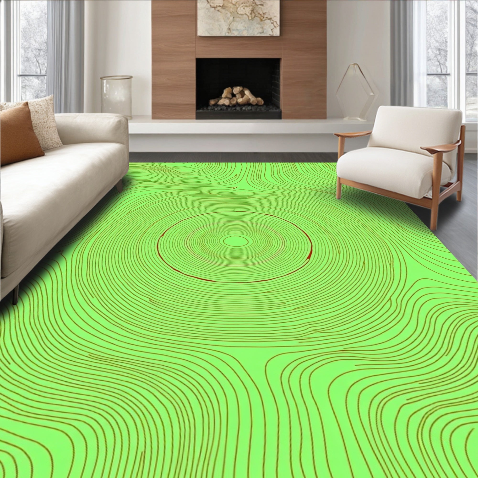 Concentric Circles Abstract Design Rug