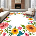 Colorful Floral Border Pattern Rug