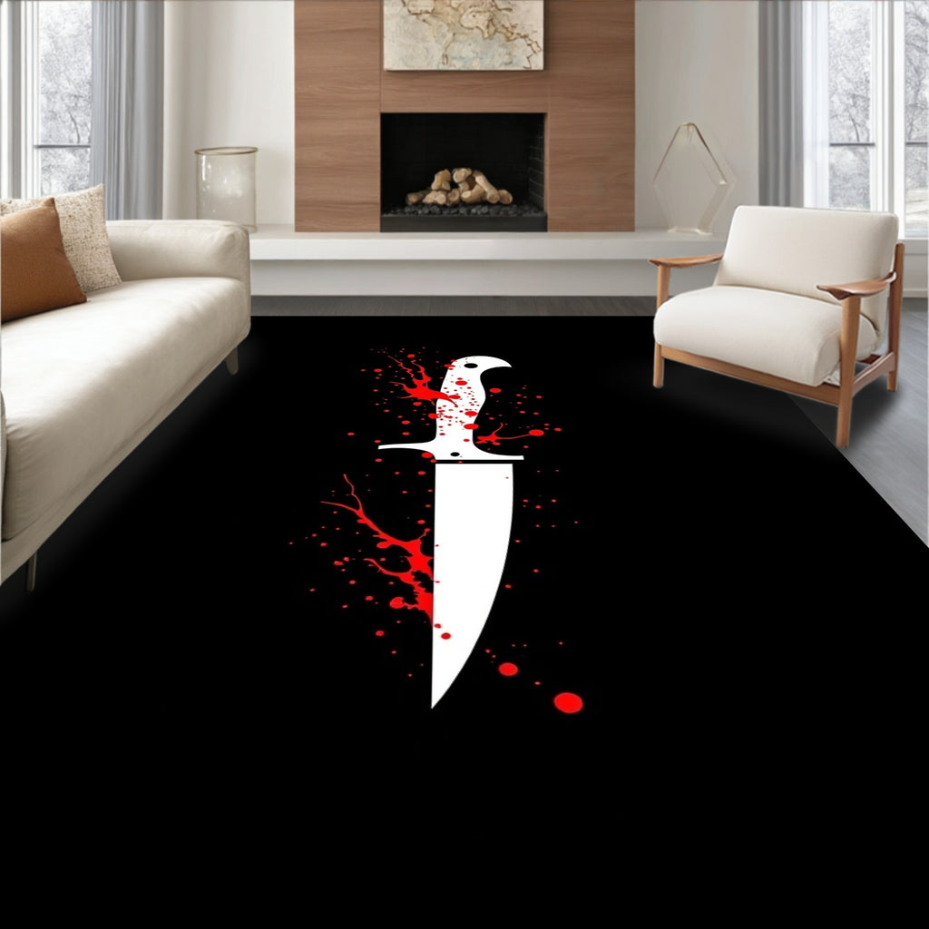 White Knife Splatter Pattern Rug