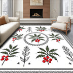 Red Berry Branch Garden Medallion Rug