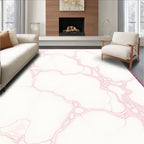 White Pink Veined Marble Pattern Rug