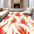 Flames Pattern On Cream Background Rug