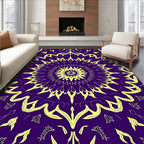 Mandala Style Yellow Purple Pattern Rug
